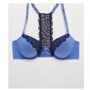 Blue Lace T Back Bra!!